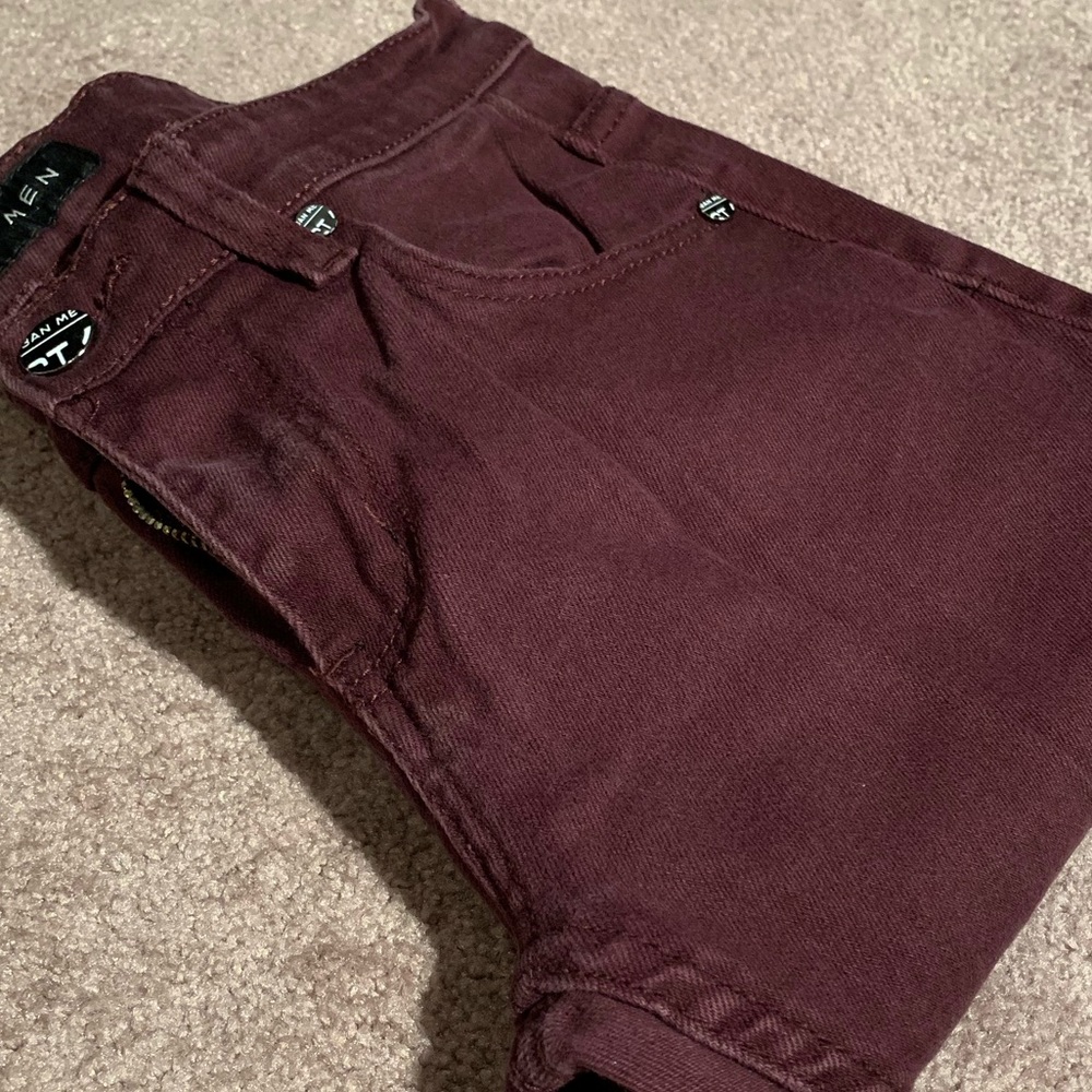 Mens Maroon Skinny Fit Jeans